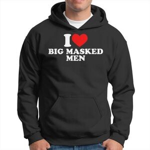 Black I ❤️ Big Masked Men Hoodie